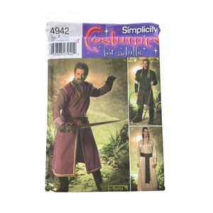 Simplicity 4942 Sewing Pattern Sizes XS-XL Lord of the Rings Swordsman UNCUT